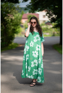 Dlouhé lněné šaty květ 24419 Itálie
