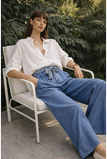 Kalhoty s širokými nohavicemi Lyocell WAY 23424