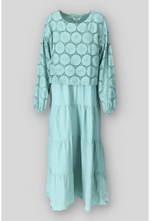 Dlouhé volánové šaty kombinované DM 61723