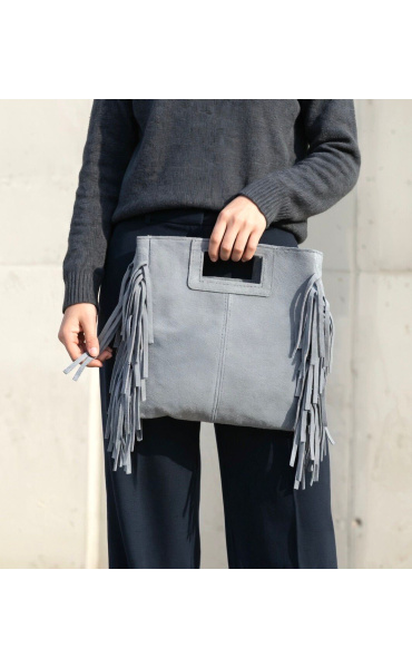 Kabelka s třásněni broušená kůže 6600