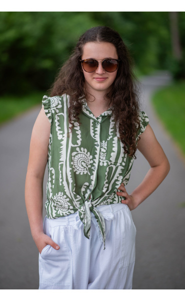 Kalhoty lněné culottes 7635