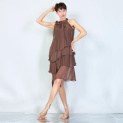 Krátké hedvábné volánové šaty 23112