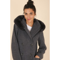 Kabát s kožešinovou kapucí Laura Jo Paris 21027