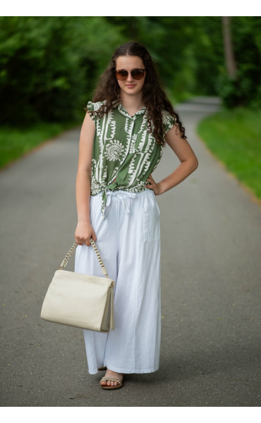 Kalhoty lněné culottes 7635