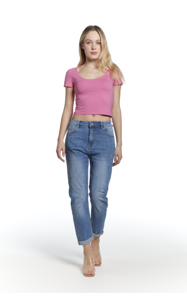 Kalhoty džínové boyfriend 3D-1360-1 Itálie