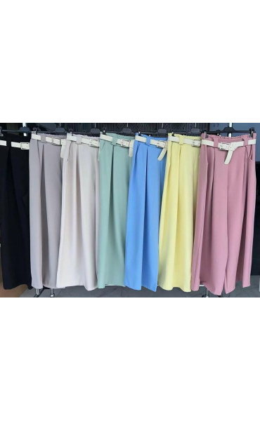 Elegantní široké kalhoty s páskem 24503