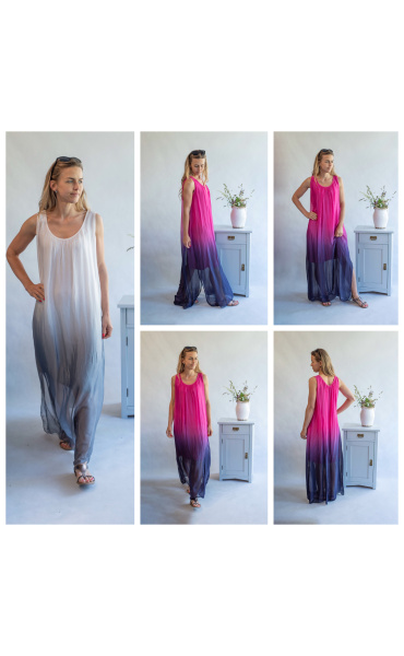 Šaty hedvábí ombré 6522D Itálie