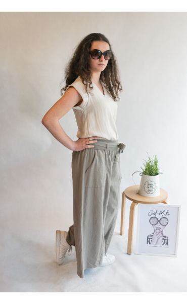 Kalhoty lněné culottes 7635