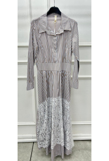 Dlouhé košilové šaty s proužkem 39392