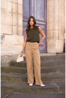 Elegantní kalhoty wide-leg s knoflíky Onado H3031