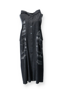 Džínová vesta dlouhá s kapucí MY-1263 