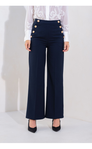 Elegantní kalhoty wide-leg s knoflíky Onado H3031