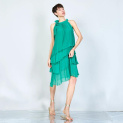 Krátké hedvábné volánové šaty 23112