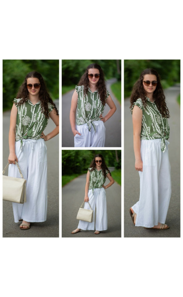Kalhoty lněné culottes 7635