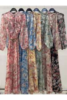 Dlouhé volánové šaty KVĚT U 13833