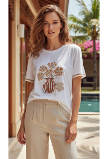 Triko s aplikací květ kr. rukáv R2653