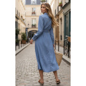 Dlouhé džínové košilové šaty CIMINY C10521