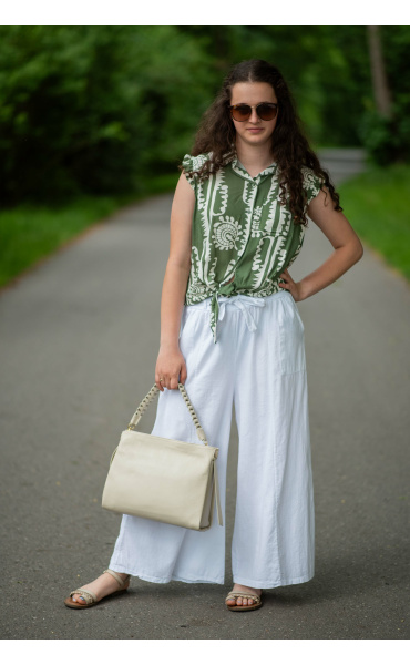 Kalhoty lněné culottes 7635