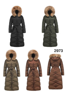 Dlouhý zimní kabát s kožíškem FLY 2973