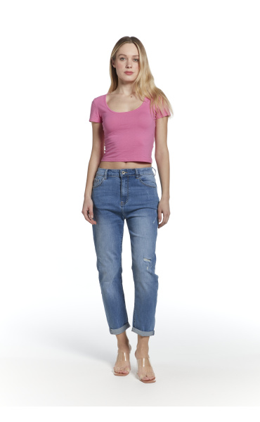 Kalhoty džínové boyfriend 3D-1360-1 Itálie