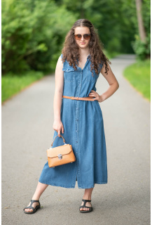 Džínové košilové šaty dlouhé 51003 Itálie