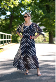 Šaty hedvábí kr.rukáv dlouhé puntík 8962/S Italy