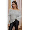 Pletený svetr s odhalenými rameny 16066