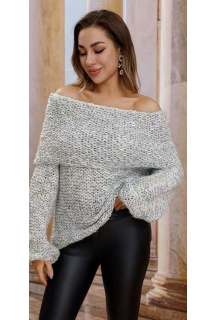 Pletený svetr s odhalenými rameny 16066