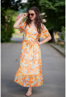 Dlouhé hedvábné šaty květ 9812B Italy