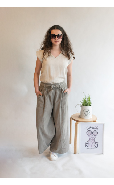 Kalhoty lněné culottes 7635