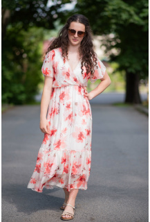 Dlouhé hedvábné šaty květ 21073B Italy