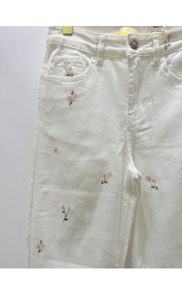 Módní džíny s výšivkou 7/8 wide-leg Onado H5088