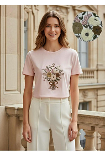 Tričko s výšivkou kytice kr. rukáv R2767