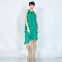 Krátké hedvábné volánové šaty 23112