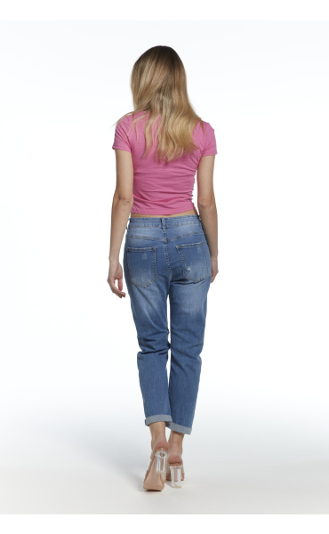 Kalhoty džínové boyfriend 3D-1360-1 Itálie