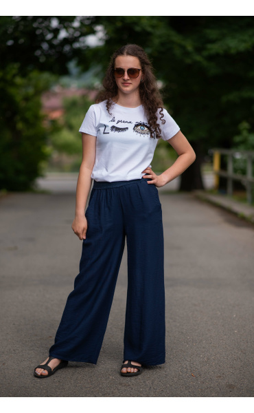 Dlouhé letní široké kalhoty 7819 Itálie