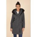 Kabát s kožešinovou kapucí Laura Jo Paris 21027