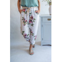 Kalhoty capri s potiskem 7232 len Italie
