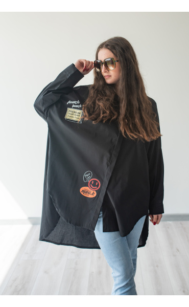 Košile oversize s aplikací (SMILE) 39806
