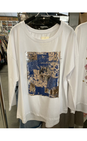 Triko dl. rukáv oversize s potiskem 756 Itálie