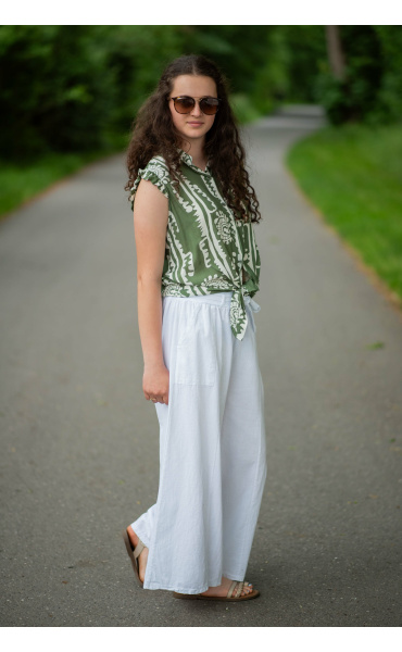Kalhoty lněné culottes 7635