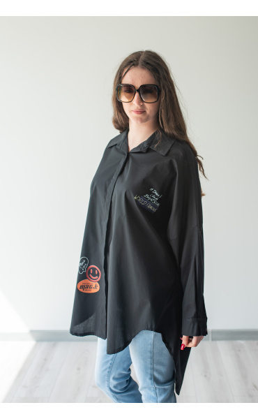 Košile oversize s aplikací (SMILE) 39806