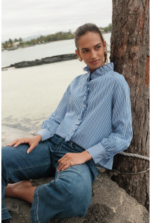 Bavlněná košile pruh s volánem Onado XK010